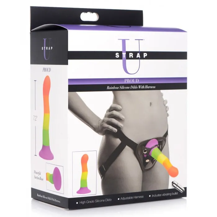 Female Sex Toys XR Brand Proud Rainbow Silicone Dildo With Harness