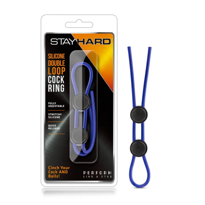 Blush Novelties Male Sex Toys | Stay Hard - Silicone Double Loop Cock Ring - Blue Blush Novelties Male Sex Toys | Stay Hard - Silicone Double Loop Cock Ring - Blue