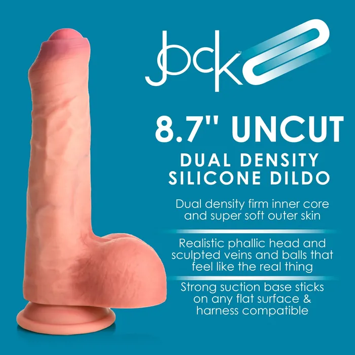 Curve Toys Female Sex Toys Jock Uncut 87 DualDensity Silicone Dildo with Foreskin