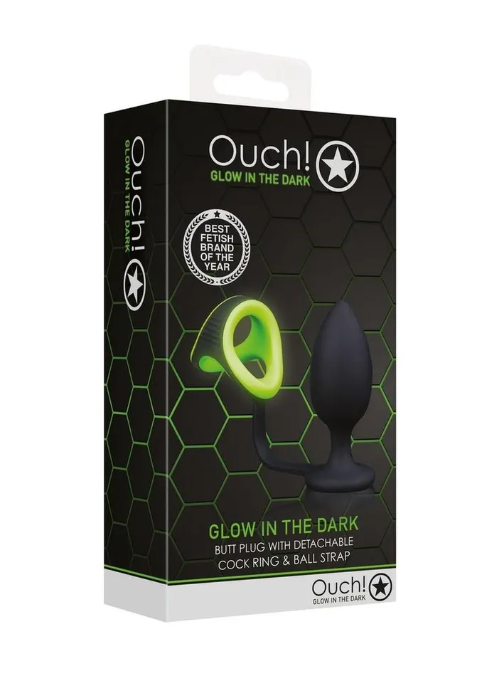 Ouch Male Sex Toys Ouch Butt Plug with Cock Ring and Ball Strap Silicone