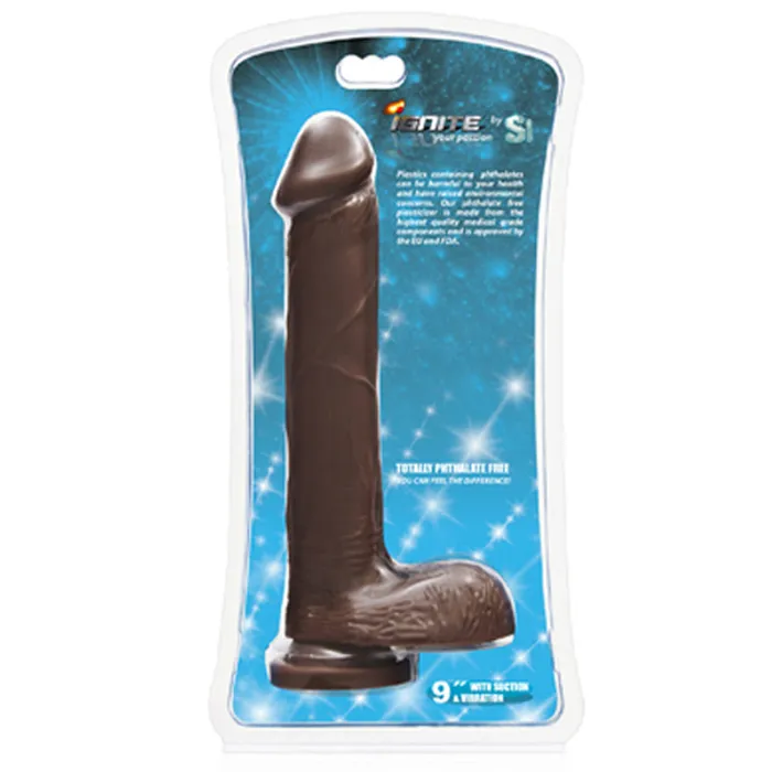 SI Novelties Dildos SI 9 inch Cock with Balls Egg Suction Cup Brown