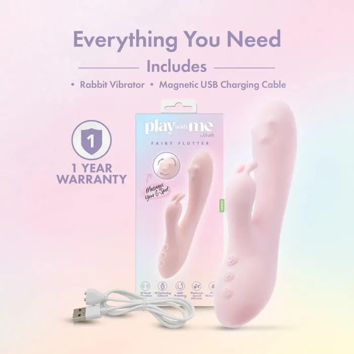 Vibrators Blush Novelties Play With Me Fairy Flutter Pink 197 cm USB Rechargeable Rabbit Vibrator Vibrators Blush Novelties Play With Me Fairy Flutter Pink 197 cm USB Rechargeable Rabbit Vibrator