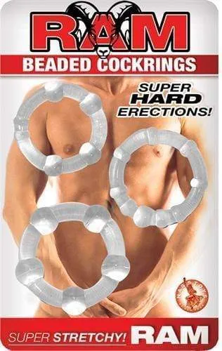 Nasstoys Ram Beaded Cockrings Clear Anal Nasstoys Ram Beaded Cockrings Clear Anal