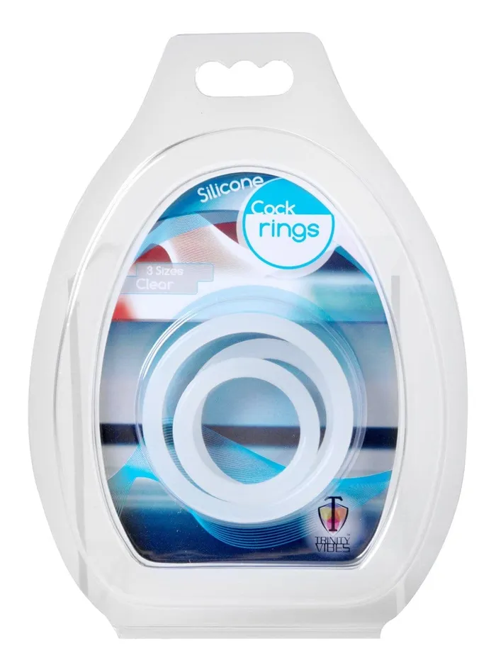 XR Brands Trinity Vibes Dildos Trinity Silicone Cock Rings Clear