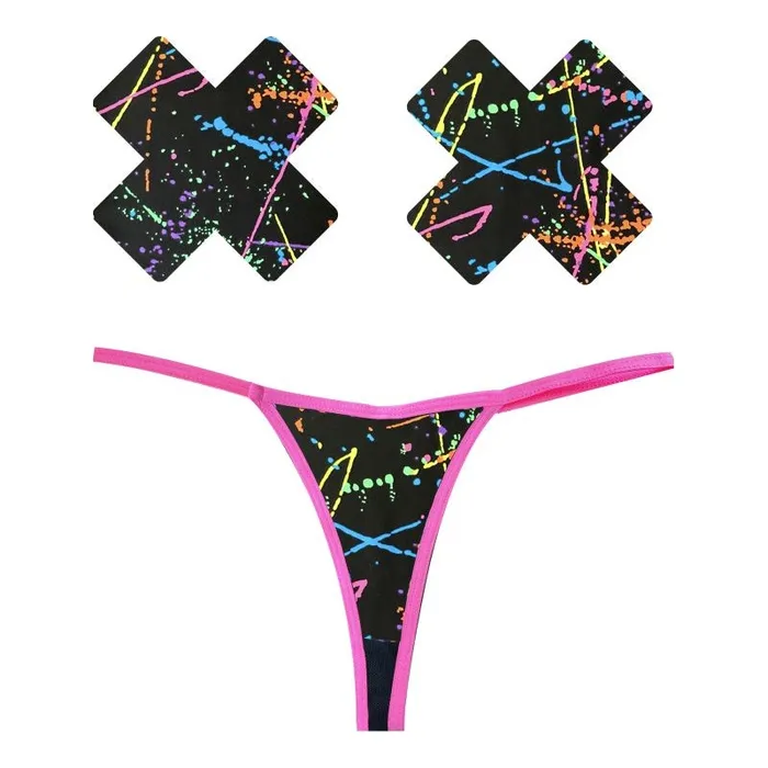 Vibrant Vibes Australia Quality Sex Toys Great Prices Dildos Graffiti Neon GString and X Pastie Set