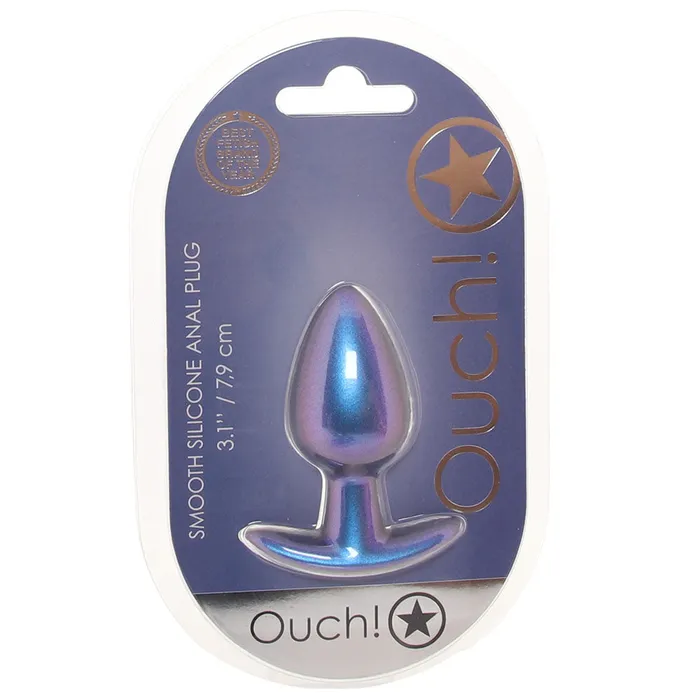 Anal Ouch Ouch Smooth Silicone 31 Inch Butt Plug in Metallic Blue
