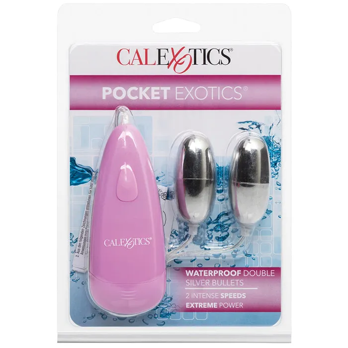 CAL EXOTICS Pocket Exotics Waterproof Double BulletsSilver Dildos