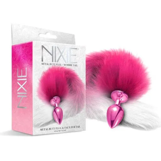 Global Novelties Nixie Metal Plug with Hombre Tail Medium Pink Metallic Male Sex Toys Global Novelties Nixie Metal Plug with Hombre Tail Medium Pink Metallic Male Sex Toys