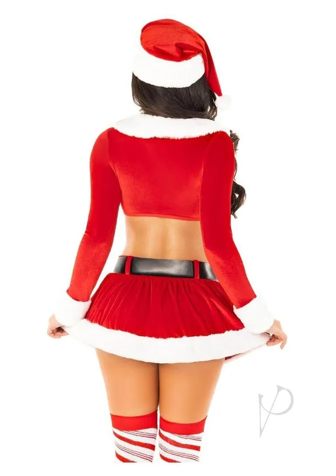 HoHo Hottie Santa Costume 4Piece Velvet Crop Top Mini Skirt Belt Hat by Leg Avenue XSmall Leg Avenue Inc Female Sex Toys