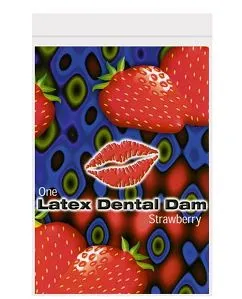 Line One Condoms Vibrators Dental Dam Strawberry Condom