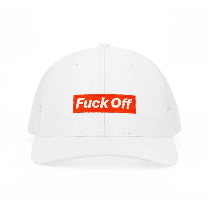 Wood Rocket Vibrators Hat Fuck Off White Red OS